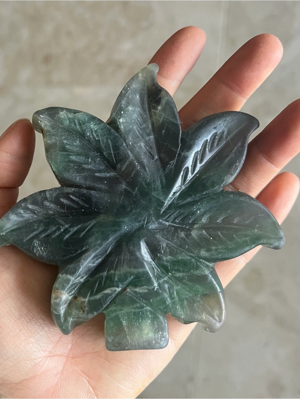 Natural Crystal Stone Set Carving Leaves Fluorite Pink Agate Amethyst Healing - Picture 2 of 6